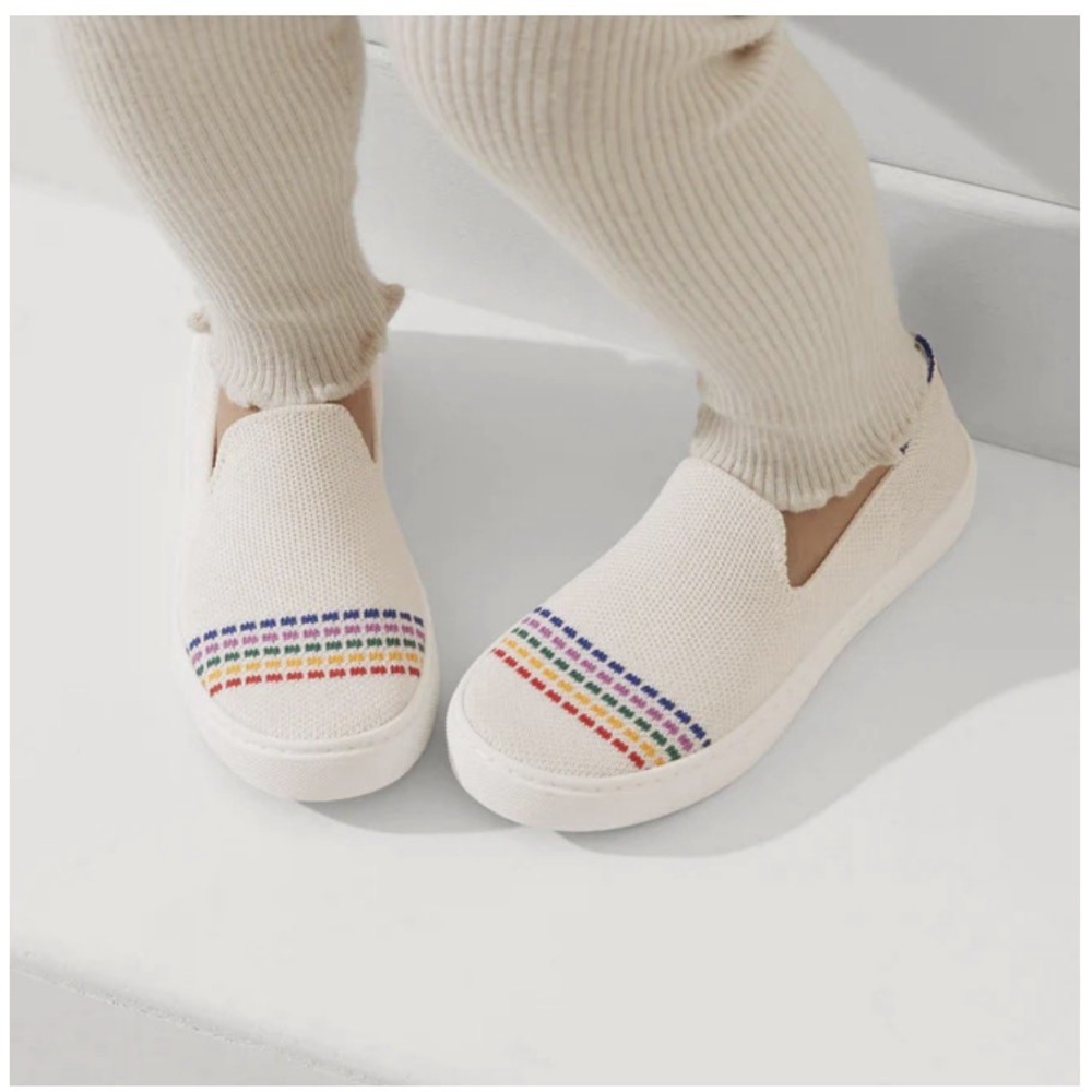 E The Kids 3 Sneaker Knit White and Rainbow